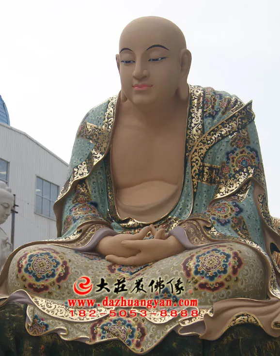 彩繪描金迦葉尊者右側近照現場實拍圖