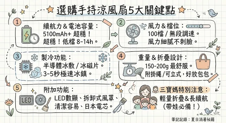 選購手持風扇時,最重要的5大規格或功能