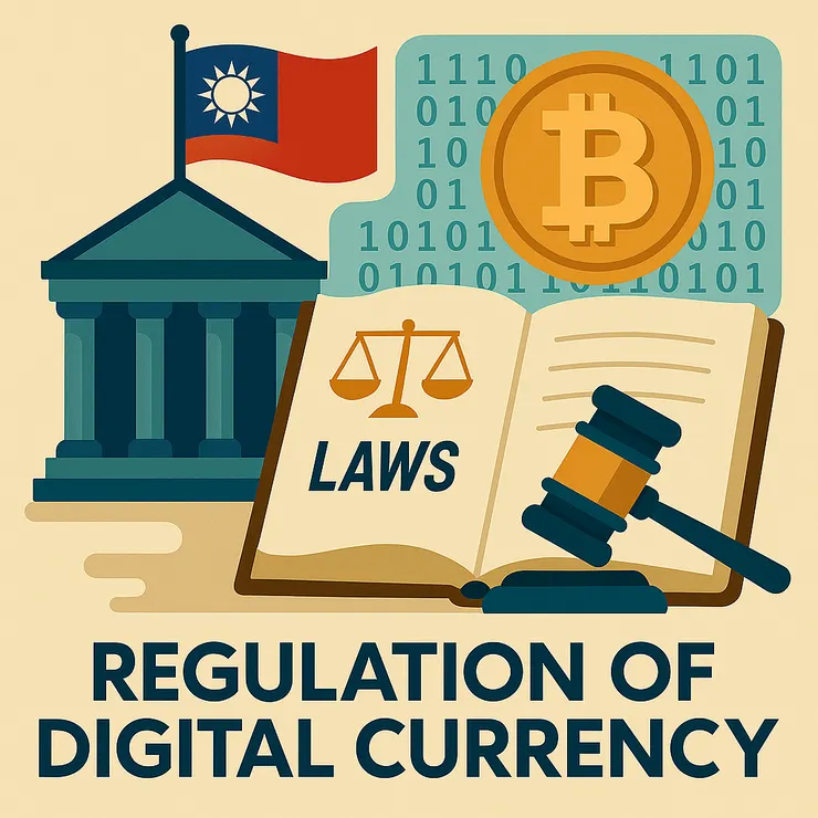 copilot。幫我畫張圖：台灣立法規範數位貨幣