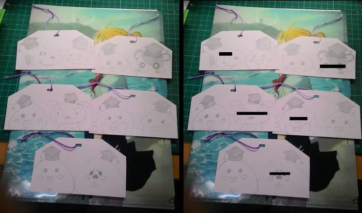 （以手拙畫技繪製的書籤，前面的試做品沒有放進來）有史努比、哈姆太郎、小白、奇娜子、小海豹等人氣超高的角色！若有版權問題或讀者抗議，可能會緊急換成右圖！