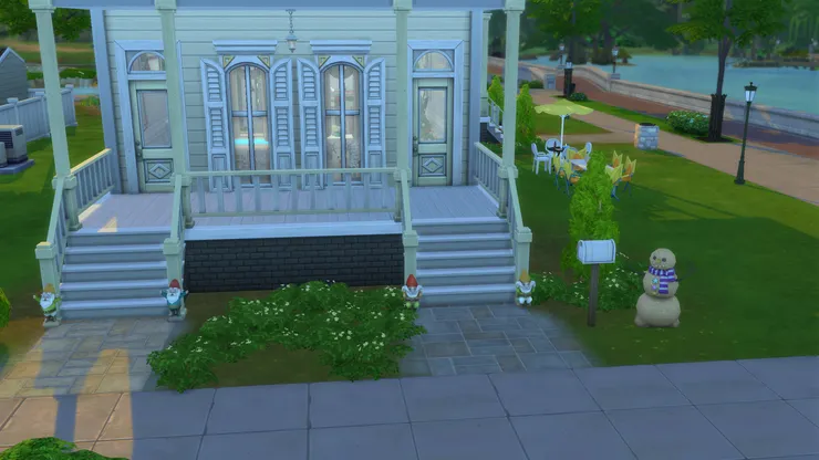 來到一個房子，首先當然是看到前門。因為模擬世界還在早上，陽光在另一邊，所以這邊顯得有些暗。