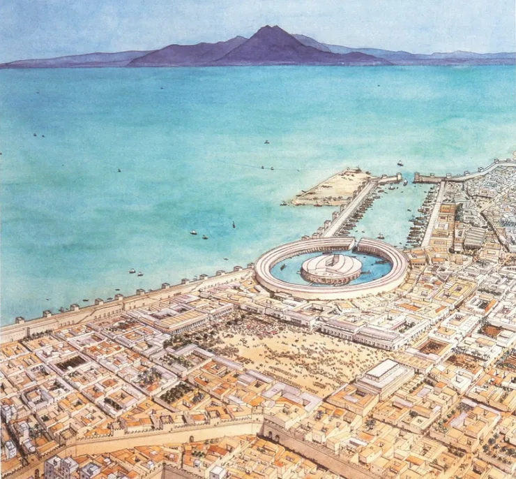 西元前 146 年，迦太基大港被羅馬人洗劫並摧毀。港口可容納220多艘船隻，入口被巨大的鐵鍊封鎖。