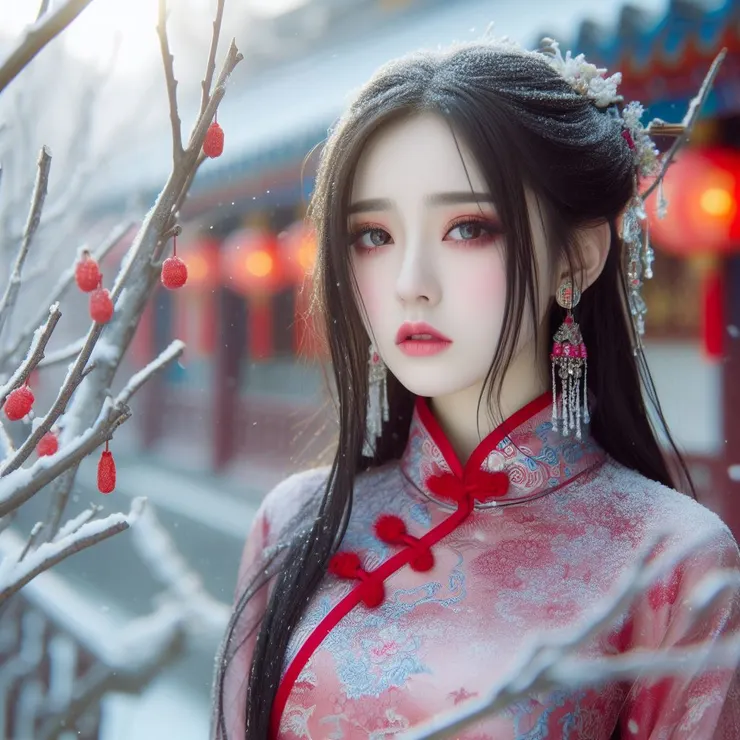 來張雪地中的美人提神