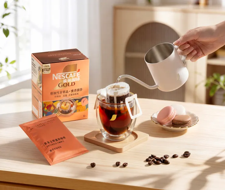 圖三：「雀巢金牌濾掛咖啡－單品耶加雪菲」入口展現明亮果酸，完整保留咖啡豆的花果香氣。