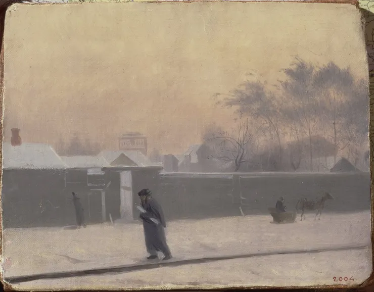 Pavel Andreevich Fedotov, "Wintry Street on Vasilievsky Island, St. Petersburg", 1851