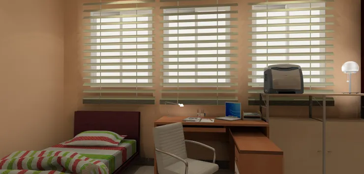 這房間我安裝了百葉薕，一來不想花俏，二來我滿喜歡百葉薕，感覺很整齊。