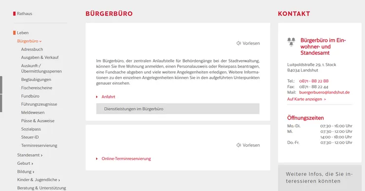 從 Online-Terminreservierung 進入預約網站後點擊 Bürgerbüro 開始預約