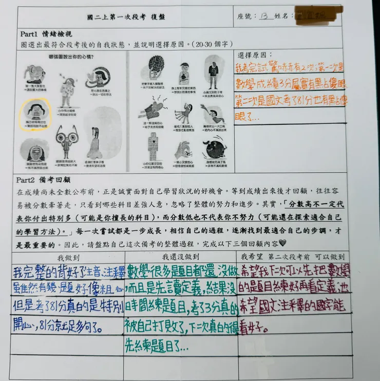 國文段考基本都有30分手寫，面對基本題，真的是純粹給低成就的孩子一點信心…至於數學，多是從課文習作出，能考「3」這種分數，也是令人很無奈😮‍💨