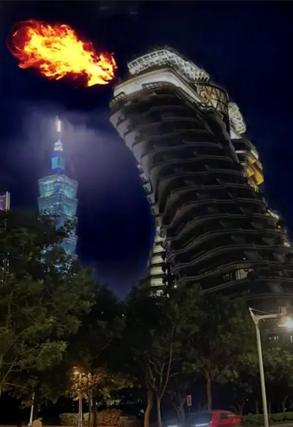 陶朱隱園變身「信義哥吉拉」爆紅（圖片取自網路）