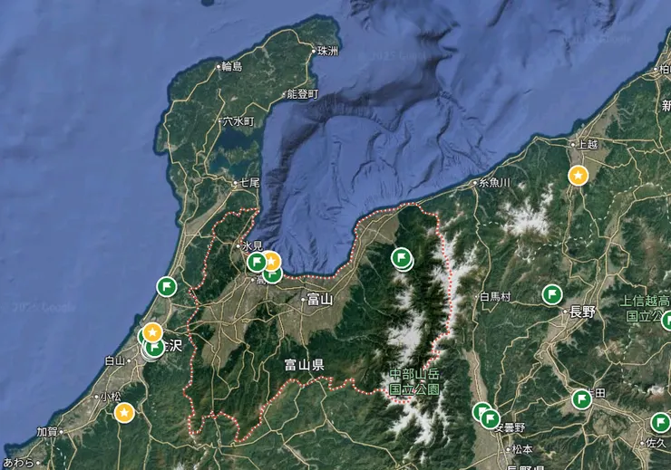 富山縣的形狀像是手腳都被去掉的螃蟹身體