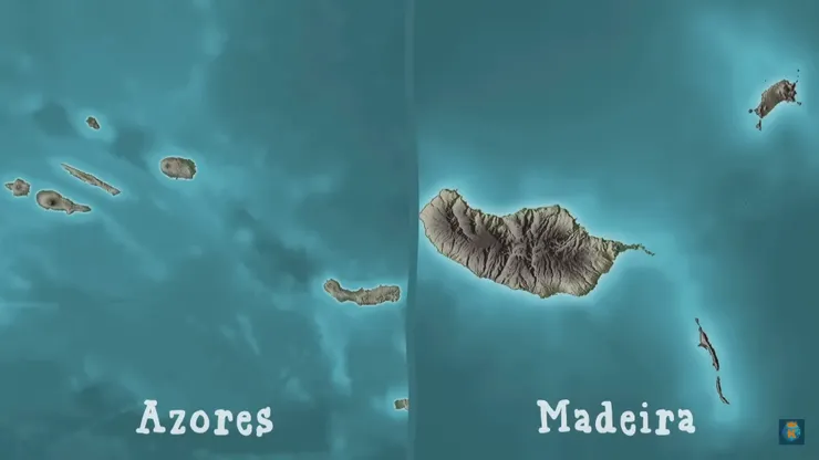 左半為亞速爾；右半為馬德拉