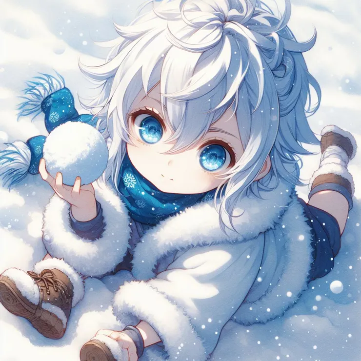 拿著雪球的孩子３