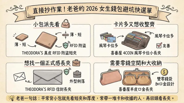 直接抄作業！老爸的 2026 女生錢包避坑快選單