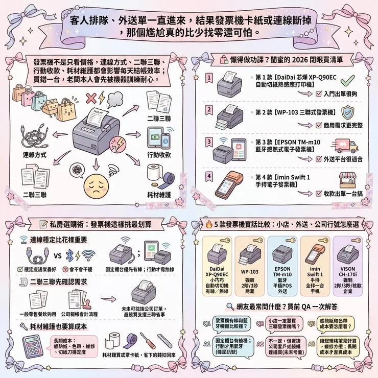 【發票機推薦】小店出單老是卡住？2026 Dcard/PTT 5 款電子發票機、出單機實比
