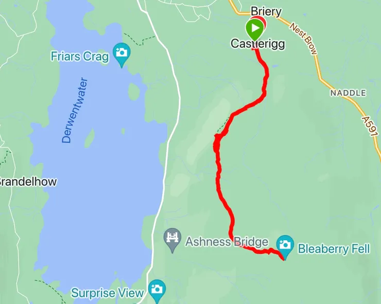 Castlerigg-Bleaberry Fell via Walla Crag 路線圖
