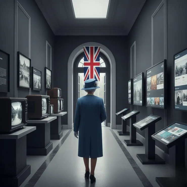 AI示意圖：伊莉莎白·亞歷山德拉·瑪麗從黑白電視到網路時代的變遷(來源：AI生成圖)