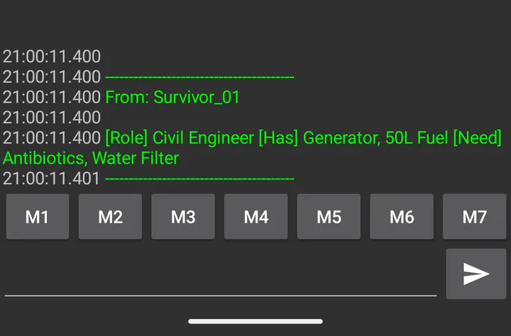 Receive card from survivor.