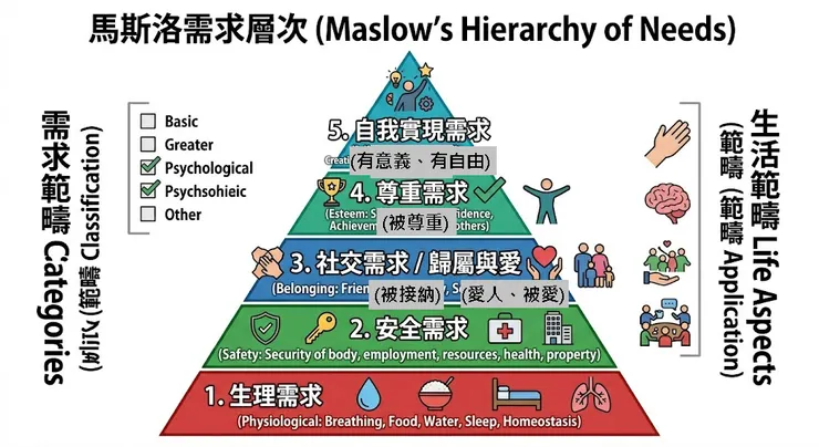 以馬斯洛需求層次來探討薩提爾理論的「渴望」