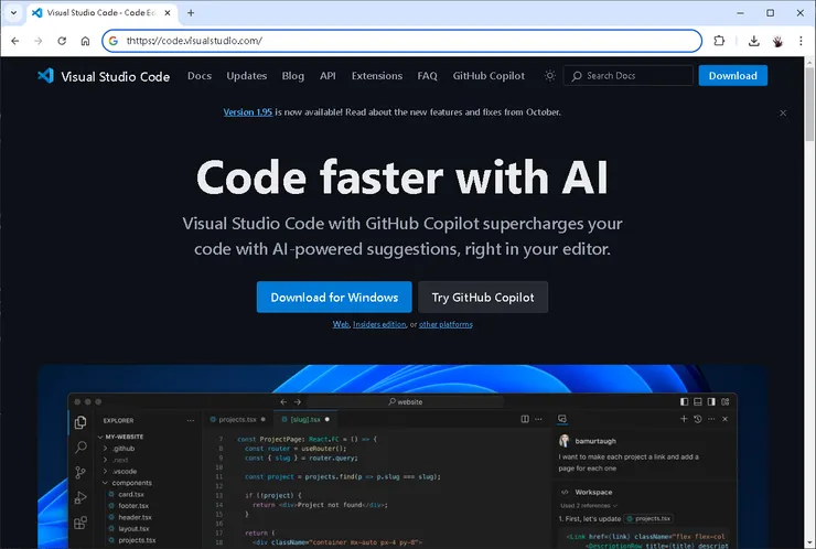 Code 首頁，大大的 Download，這是user setup版