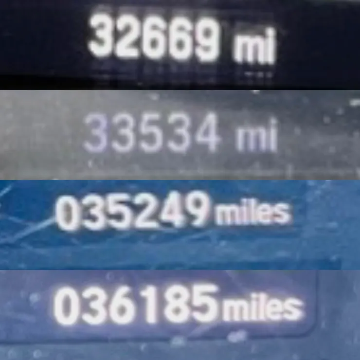   這次長途旅程租了兩次車，我把租車和還車時里程表數字拍攝留念，總共開了1,801英里，等於2,898公里