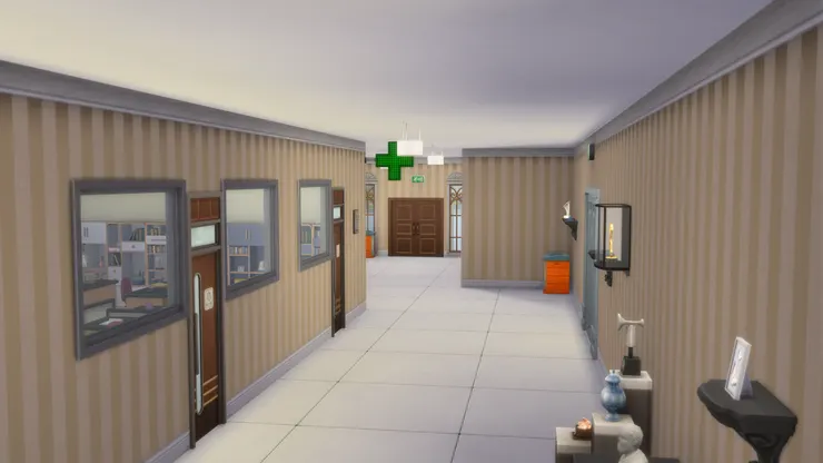 對著校務處的是一條長走廊。