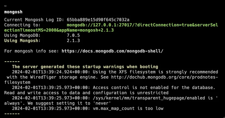 安裝 MongoDB Shell 成功