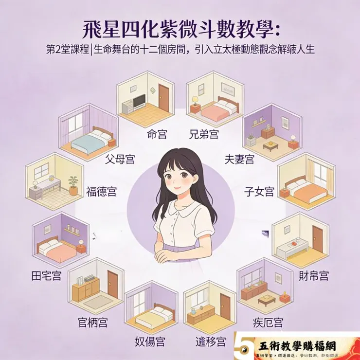 飛星四化紫微斗數教學：第2堂課程生命舞台的十二個房間，引入立太極動態觀念解鎖人生 