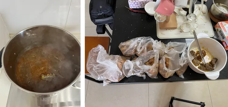 將牛腱、牛肋條、牛筋打包冰入冷凍庫