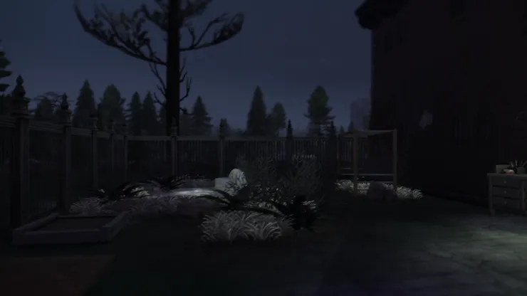 庭院的另一側，放了花藝桌可以使用