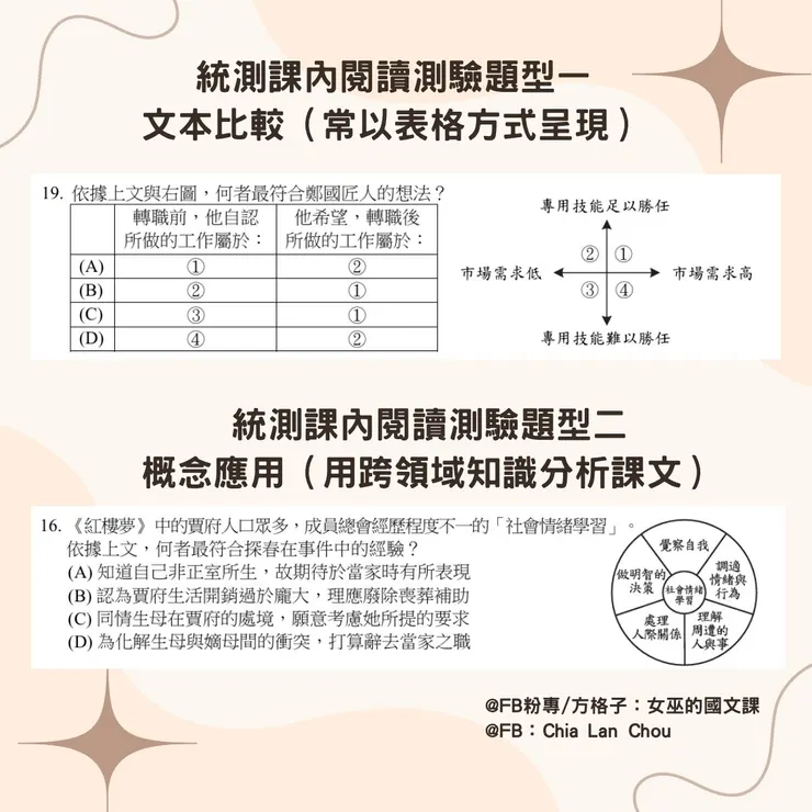 圖二、統測課內閱讀測驗題型