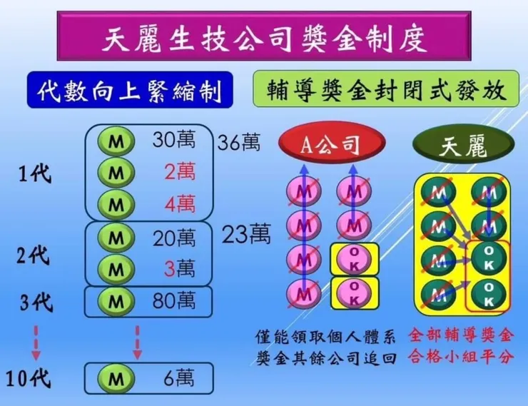 天麗代數向上緊縮制及輔導獎金封閉式發放