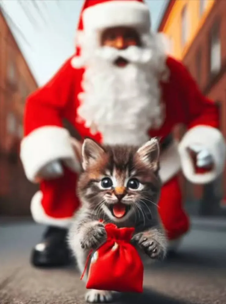 聖誕老人黑貓幫的可愛貓貓出動：罐罐，我來了！
