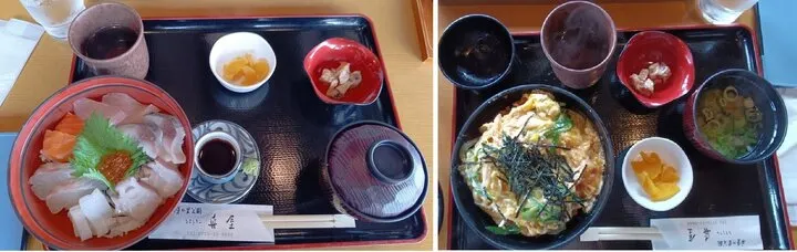 海鮮丼1800円：3顆星(可以一試)  /  豬排丼1000円：3顆星(可以一試)