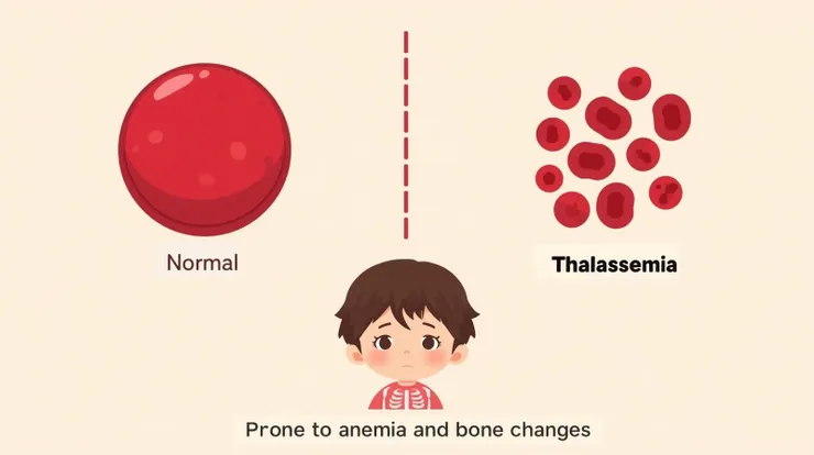 紅血球異常會導致貧血與骨骼變化，讓孩子容易疲倦。