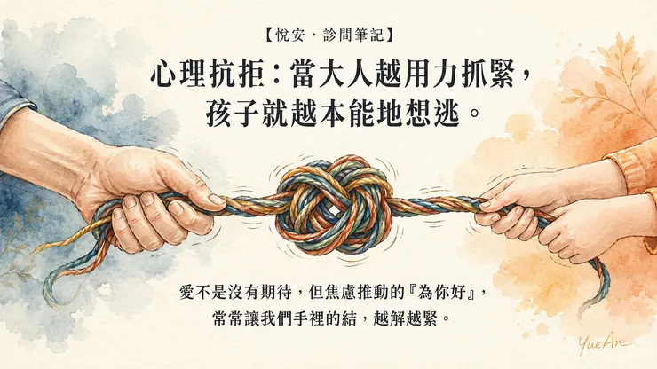 心理抗拒不是孩子故意作對，而是當他感覺自己失去選擇時，身體和情緒本能地想退開。抓得越緊，那個結有時反而越難解開。