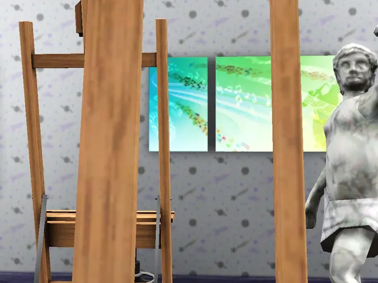 畫室自然想多用圖畫來裝飾，因此壁紙的顏色較素淨。