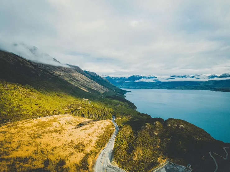 On the road from Queenstown to Glenorchy Wharf & Viewpoint, New Zealand.