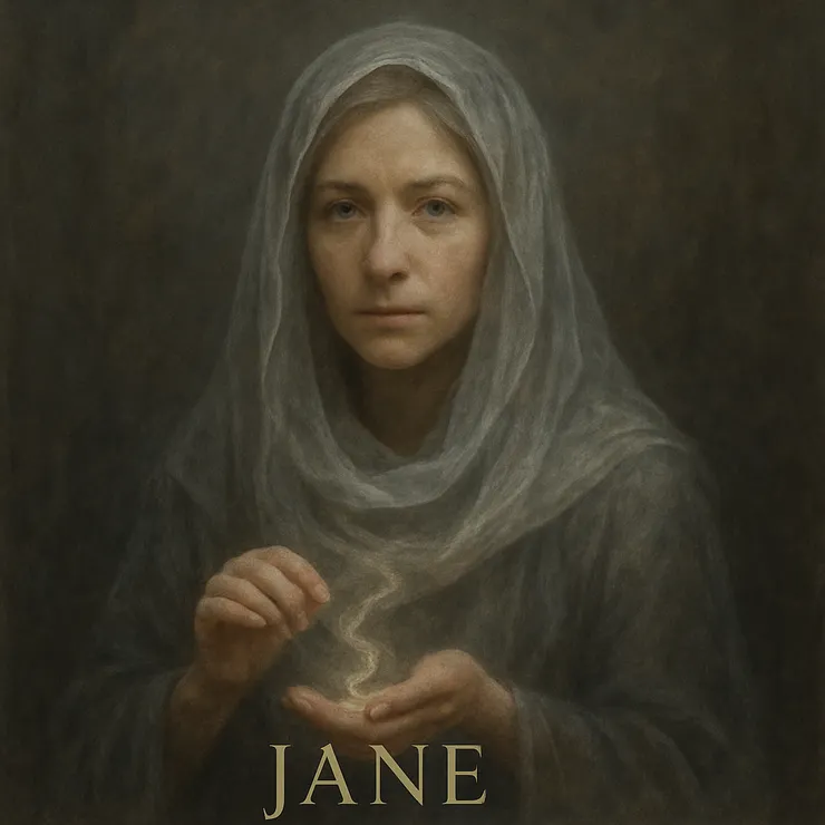 A single blurred portrait was enough for Jane to enter the delicate interstice between worlds, her perception softly tuned to the quiet frequencies of lost echoes.