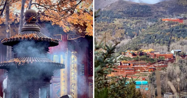 五台山秋冬寺院景色