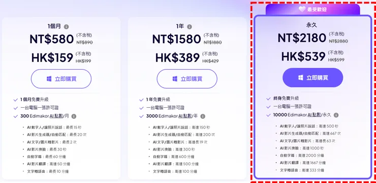 Edimakor 會員方案