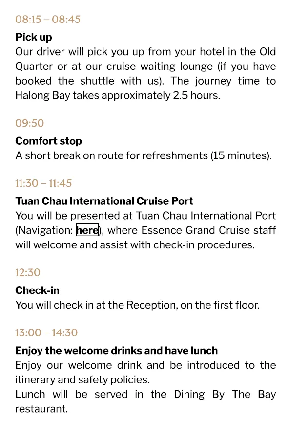 上半天行程 (圖片來自:旅行社給的行程手冊截圖)