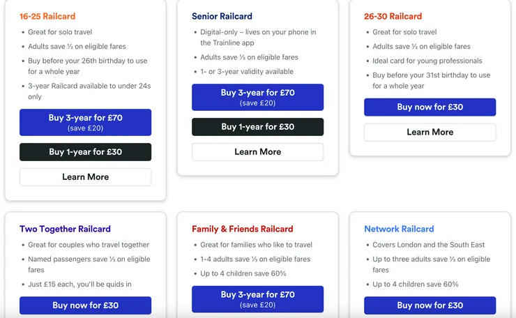 Official retailer of Railcards by National Rail
