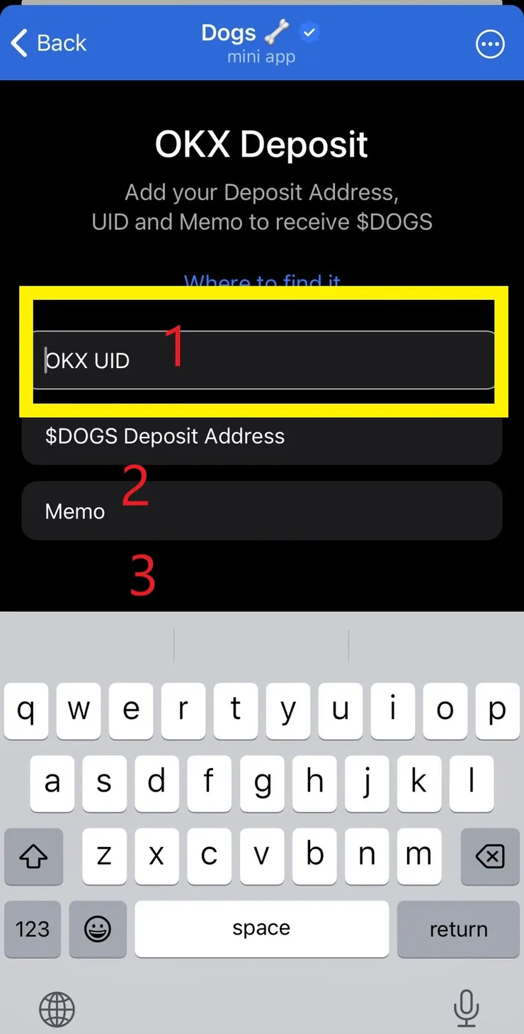 輸入交易所UID帳號及充值地址