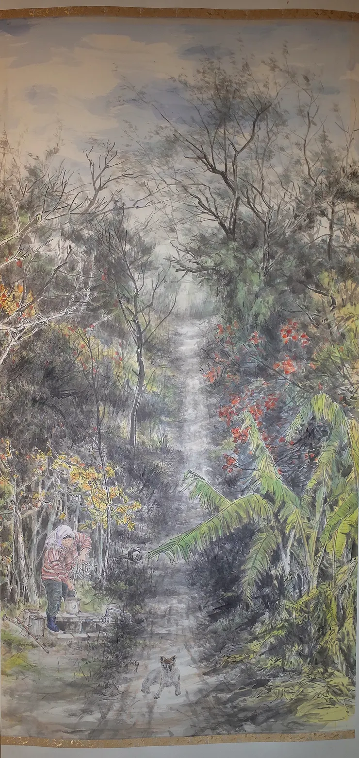 〈浯島秋韻〉局部－右屏