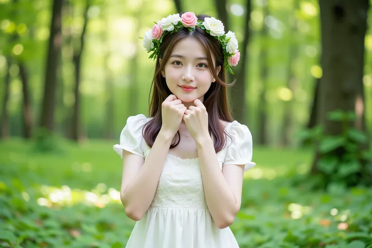 Clench fists and place them on chin,握緊拳頭放在下巴上