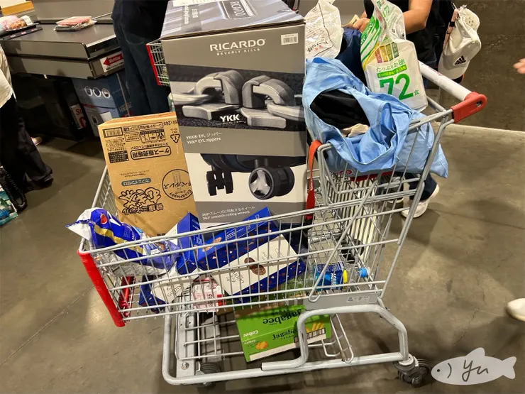 買了零食和一個行李箱