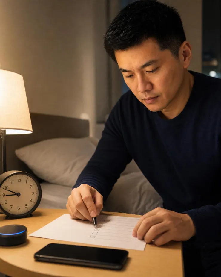 梁練偉示範睡前環境整理與睡眠品質追蹤工具