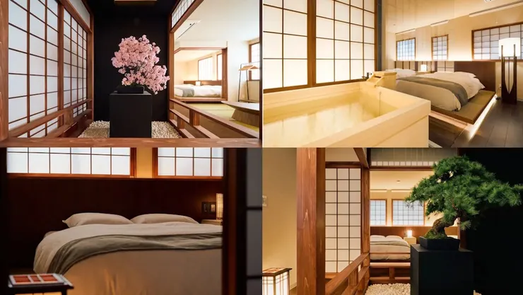 「今昔莊　大阪　天保山　觀櫻・松柏」　幹盆栽・浴室・臥室