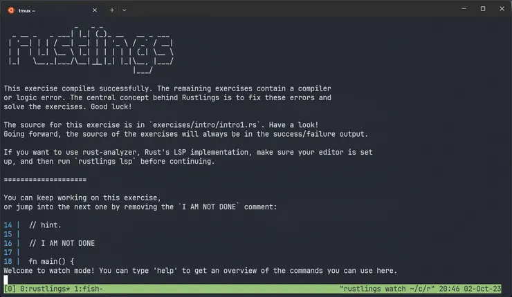 rustlings watch mode