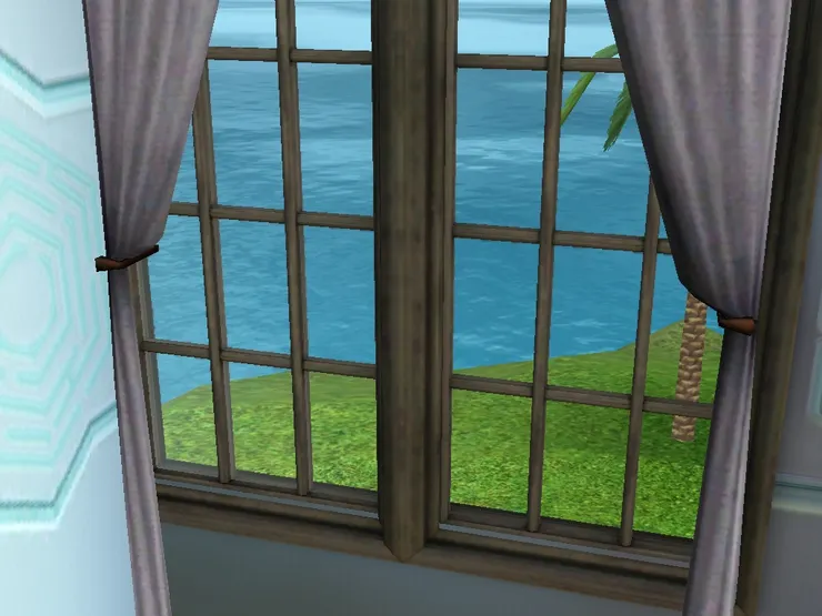 屋外有草地也有水。